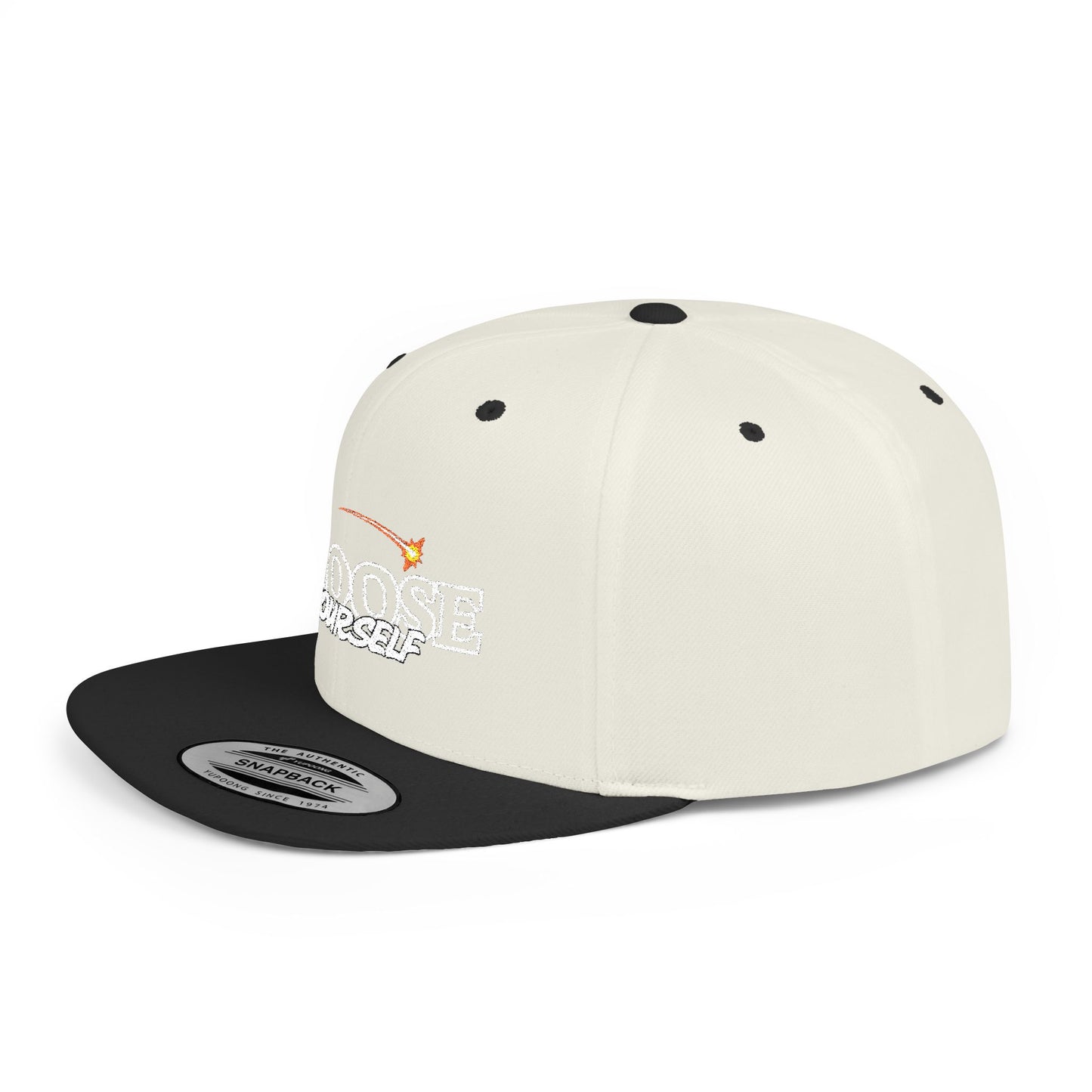 Choose Yourself Flat Bill Snapback Hat - (Green underbrim)