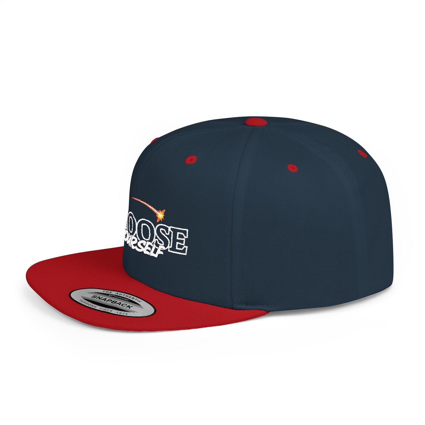Choose Yourself Flat Bill Snapback Hat - (Green underbrim)
