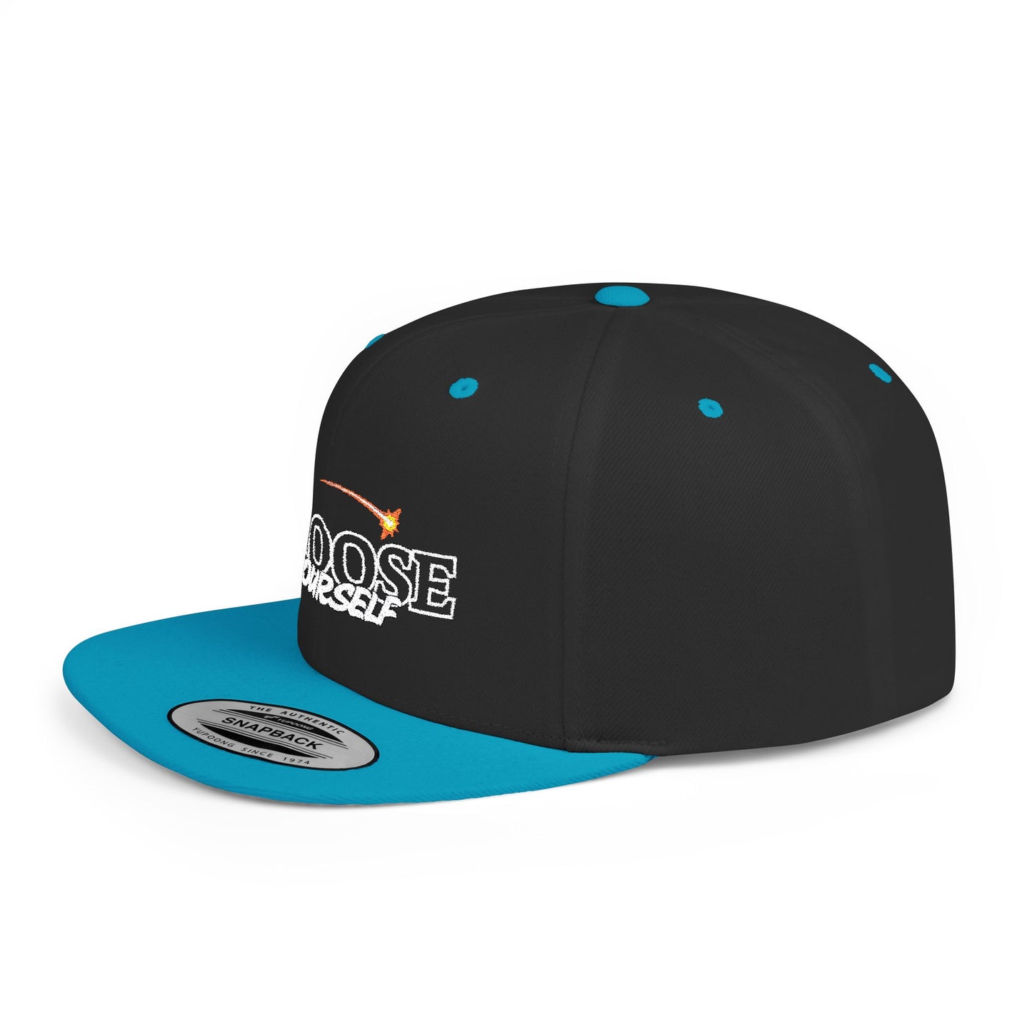 Choose Yourself Flat Bill Snapback Hat - (Green underbrim)