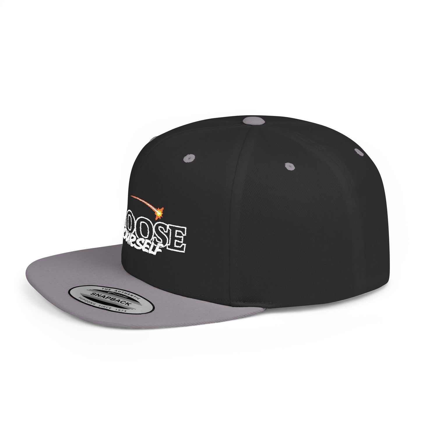 Choose Yourself Flat Bill Snapback Hat - (Green underbrim)